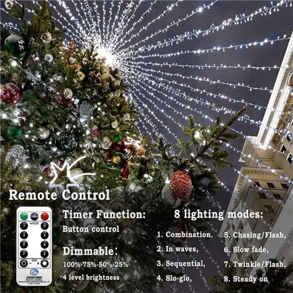 403ft 1000 LED String Lights, 8 Modes & Timer Fairy Light Plug in Waterproof LED - Picture 1 of 6